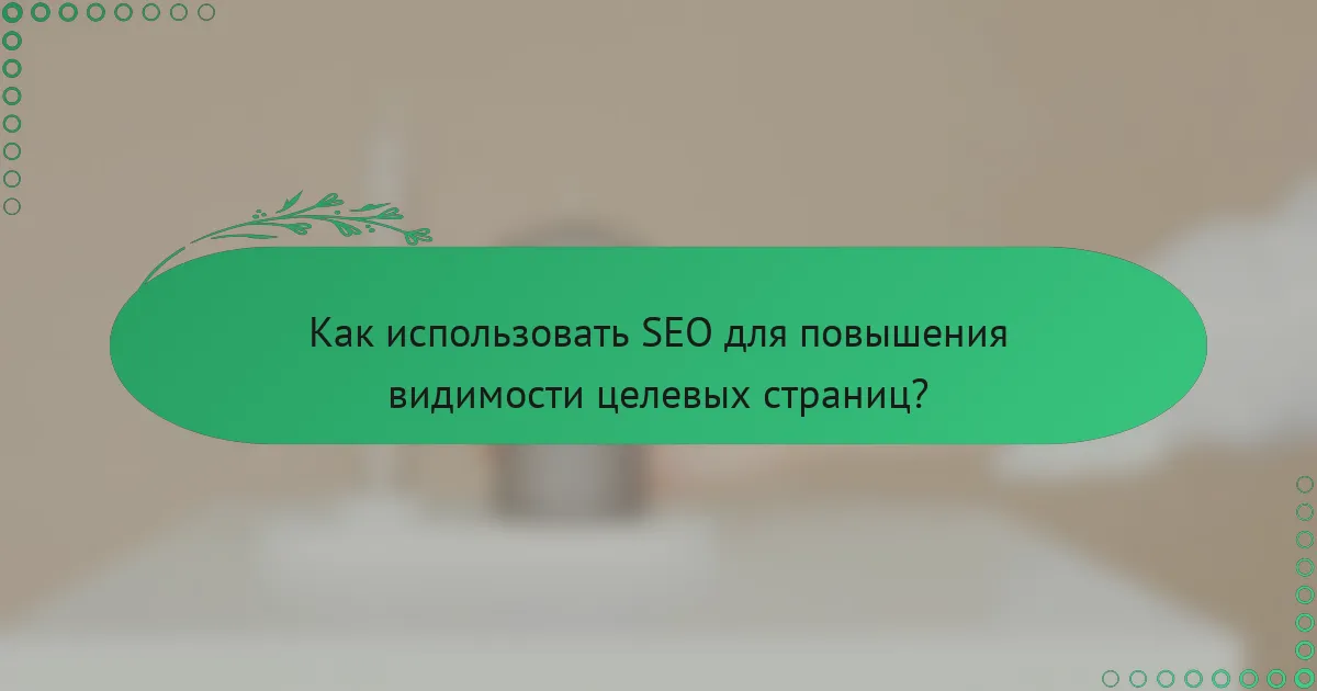 Как использовать SEO для повышения видимости целевых страниц?