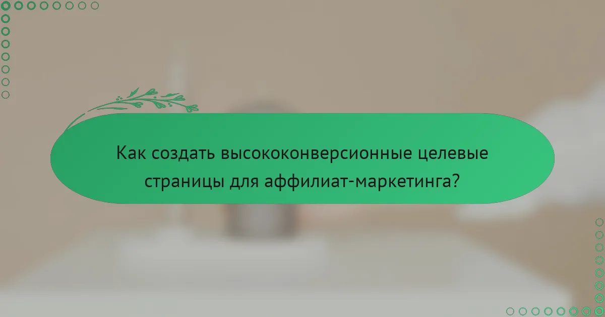 Как создать высококонверсионные целевые страницы для аффилиат-маркетинга?