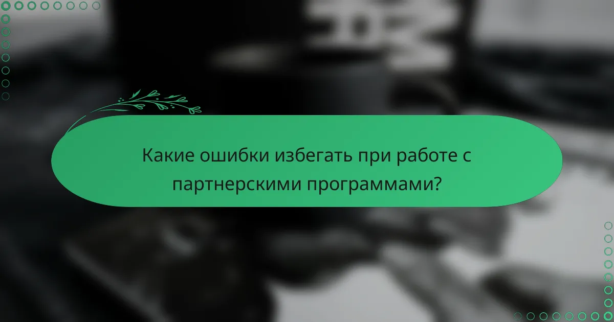 Какие ошибки избегать при работе с партнерскими программами?