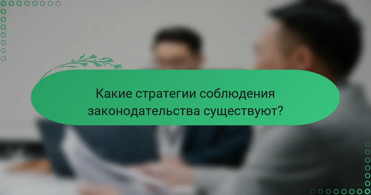 Какие стратегии соблюдения законодательства существуют?